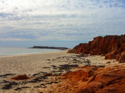 Cape leveque beach with red cliffs