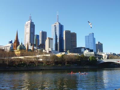 View of Melbourne skyline and Yarra River