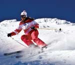 Skier carving up some fresh snow at Mt Buller