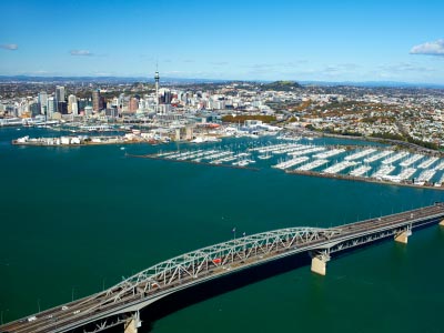 Auckland Harbour Bridge and city aerial