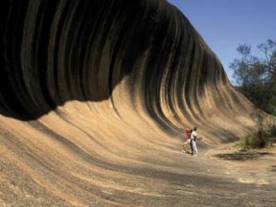 People standing in front of Wave Rock