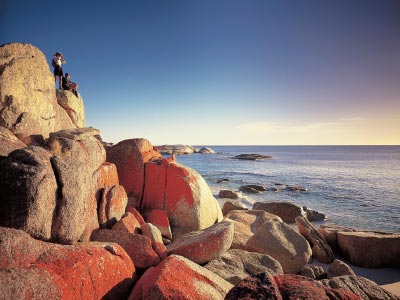 On the stunning rocks at the Bay of Fires