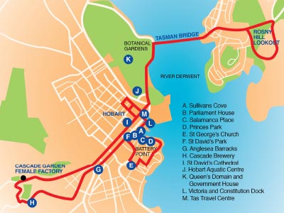 Hobart City Tour Map